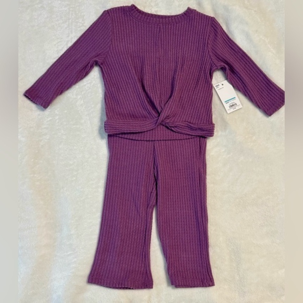 Purple Jumping Beans Twist Front Top & Wide Leg Pants Set 18 m